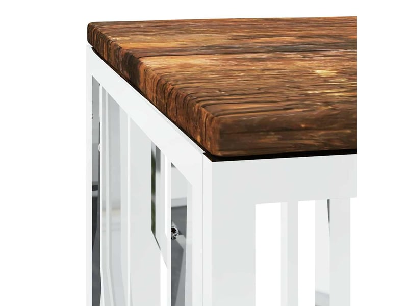  Table basse - table de salon - table à thé acier inoxydable et bois massif de récupération  - Conforama E