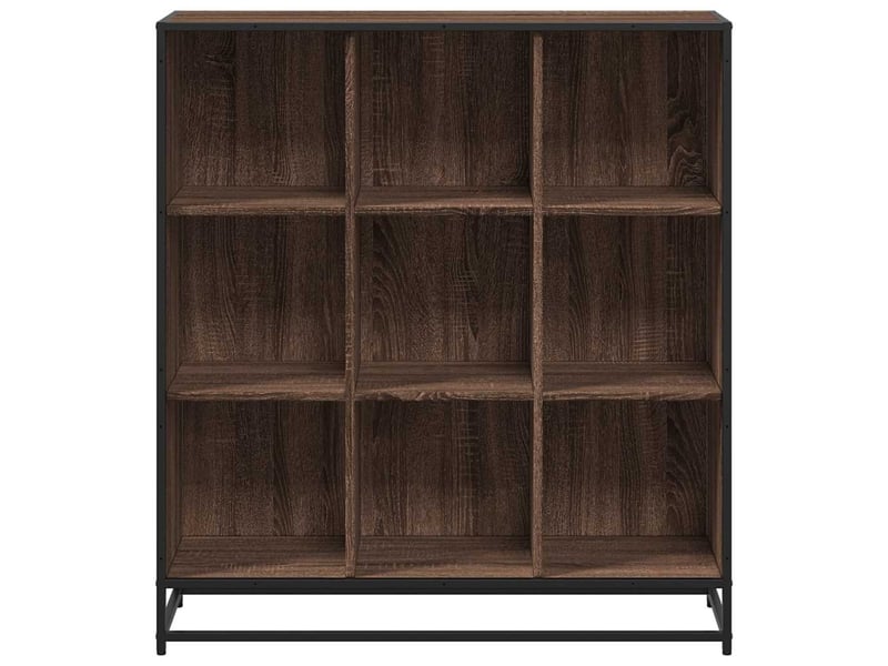  Bibliothèque, meuble de rangement salon chêne marron 97,5x33x107,5cm bois ingénierie métal  - Conforama D