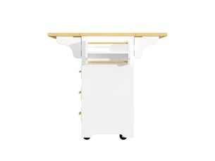 Buffet bas blanc 120x40x95 cm avec extension latérale pliable, meuble de rangement cuisine avec 3 tiroirs profonds