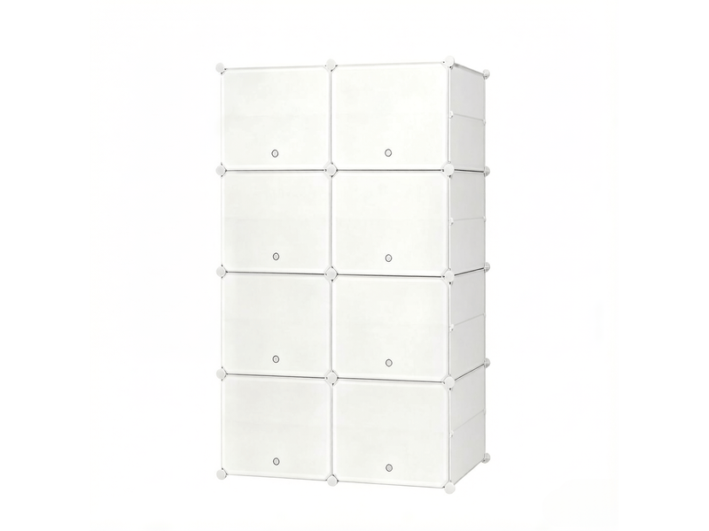 Meuble à chaussures tcqpz modulable 94 x 36,5 x 144 cm 8 compartiments abs métal pp blanc  - Conforama A