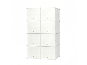 Meuble à chaussures tcqpz modulable 94 x 36,5 x 144 cm 8 compartiments abs métal pp blanc