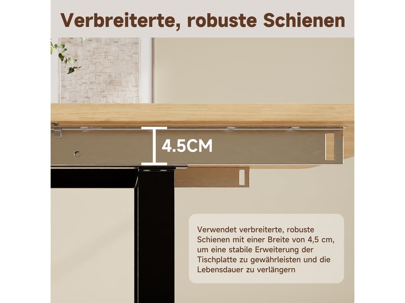 Table à manger extensible, chêne, 140180220 × 80 cm, 6-10 personnes, 3 longueurs, pieds métal - Conforama E