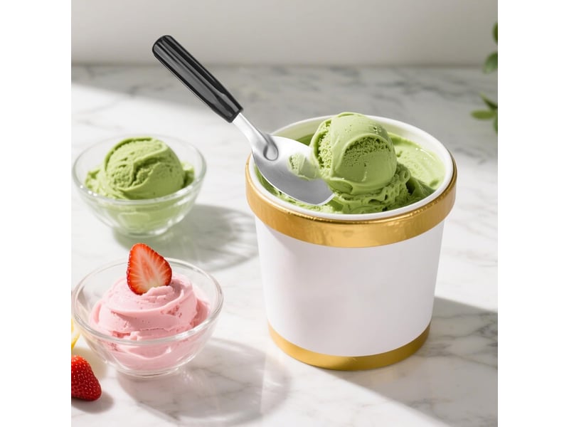 2pcs pelle à glace plate, acier inoxydable cuillère à glace robuste avec manche antidérapant pour servir des desserts durs ou crémeux - Conforama C