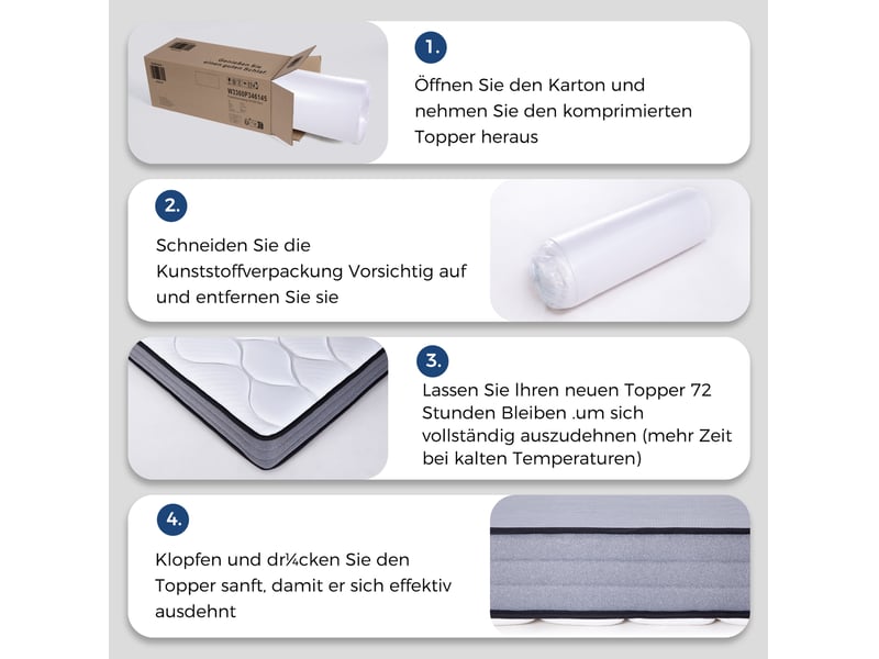  Matelas 2 places 160x200 cm h3 à ressorts ensachés et mousse mémoire, 7 zones, 20 cm, blanc et gris, confort deluxe  - Conforama D