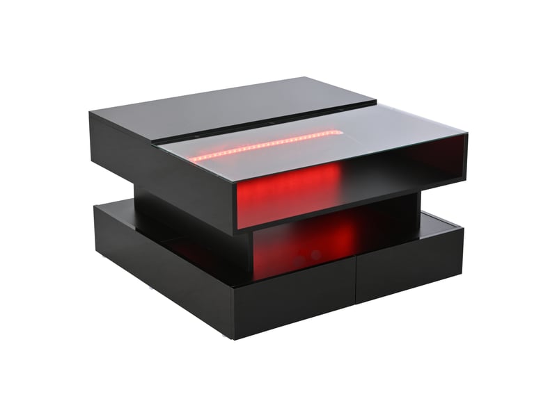  Table basse relevable noire avec rangement caché, 80 x 80 x 45 cm  - Conforama A