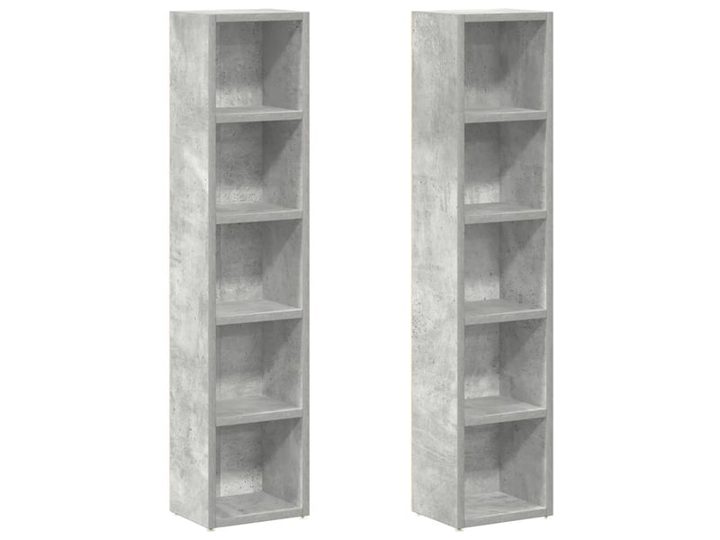  Lot de 2 armoires à cd de rangement 21 x 16 x 93,5 cm style moderne finition mate en bois gris béton 02_0047745  - Conforama A
