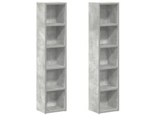 Lot de 2 armoires à cd de rangement 21 x 16 x 93,5 cm style moderne finition mate en bois gris béton 02_0047745