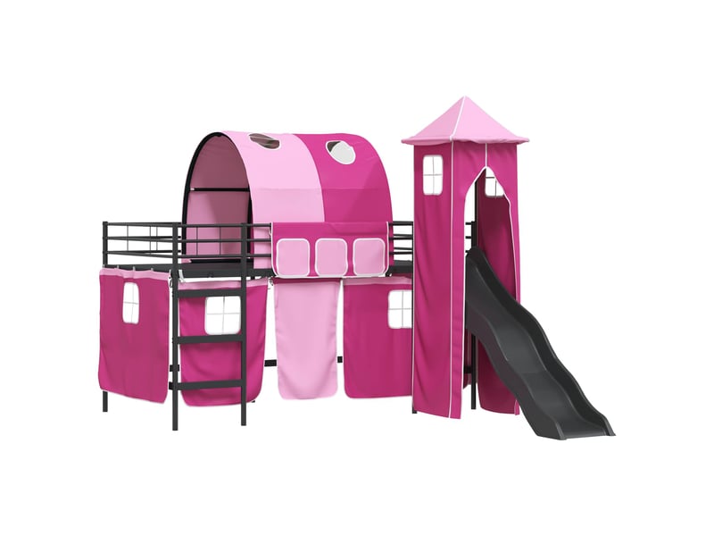  Cadre de lit superposé pour enfants - lit jeune noir et rose 100 x 200 cm  - Conforama D