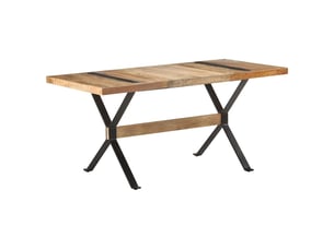 Table de salle à manger, table de repas, table à dîner 160x80x76 cm bois de manguier brut cf36871