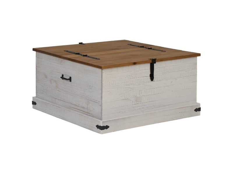 Coffre de rangement, boîte de rangement halden blanc 91x91x47 cm bois massif pin  - Conforama A