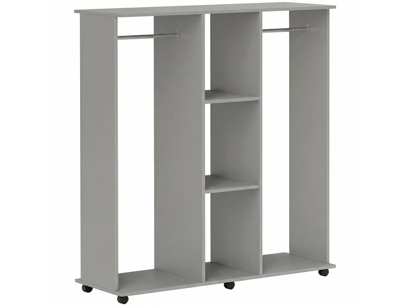  Armoire penderie meuble de rangement mobile 6 roulettes 120 x 40 x 128 cm gris en bois  - Conforama B
