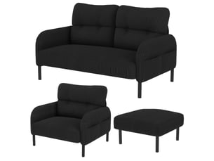 Canapé droit fixe OKWISH  2 + 1 places Tissu noir