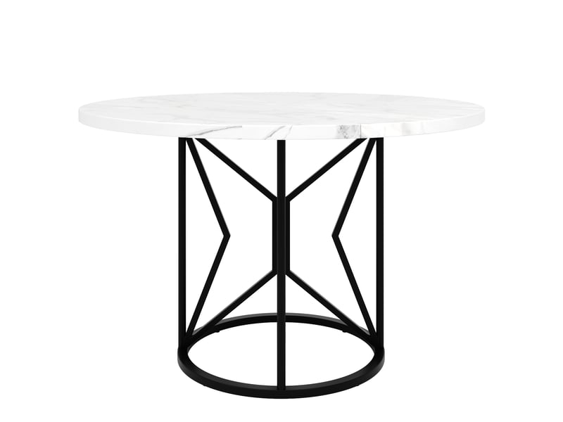 Table de salle à manger avec plateau imitation marbre et pieds métal réglables 100×100×76 cm noir - Conforama D