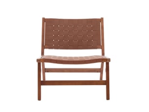 Fauteuil de détente 71x66x72 cm – marron – tressage en pu, sans accoudoirs, style industriel moderne