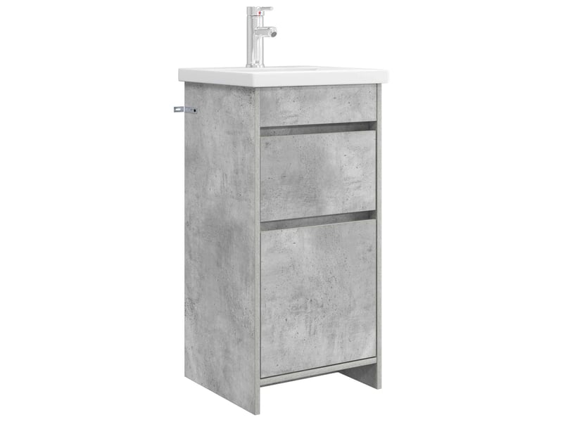 Meuble salle de bain avec évier, meuble de rangement gris béton 42x40x84.5 cm shl4057 - Conforama A