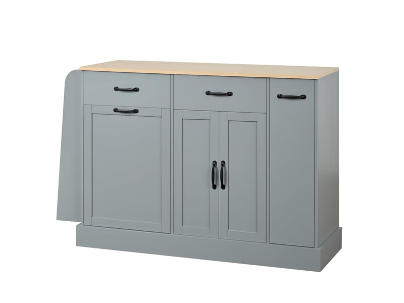 Buffet gris moderne - tiroirs variés, compartiment poubelle, porte-épices externe - salle à manger - Conforama A