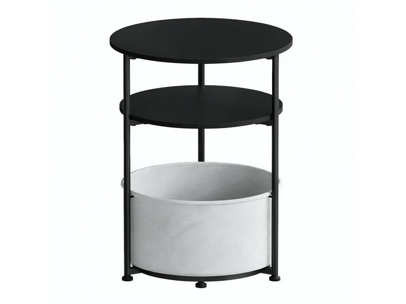 Table d'appoint ronde avec panier de rangement pour salon ou chambre ø43×56 cm noir en métal  - Conforama A