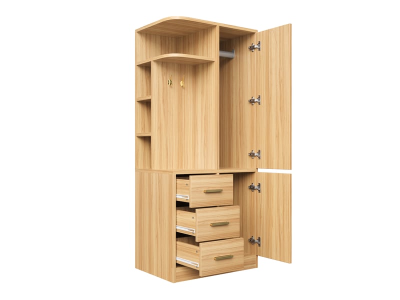  Armoire 1 porte avec rangements 70x50x170 cm coloris bois naturel  - Conforama A