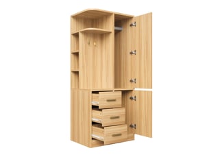 Armoire 2 porte(s) battante  3 tiroir(s) MODFU  coloris naturel largeur 70 cm