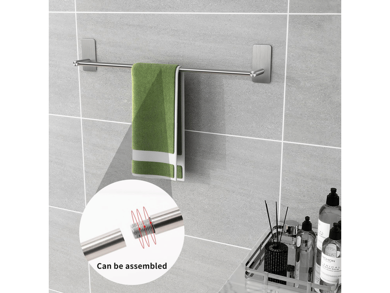  Porte-serviettes pour salle de bain, 40 cm, sans perçage, autocollant, en acier inoxydable, porte-serviettes pour cuisine et salle de bain, argent br Towel rack - Conforama B