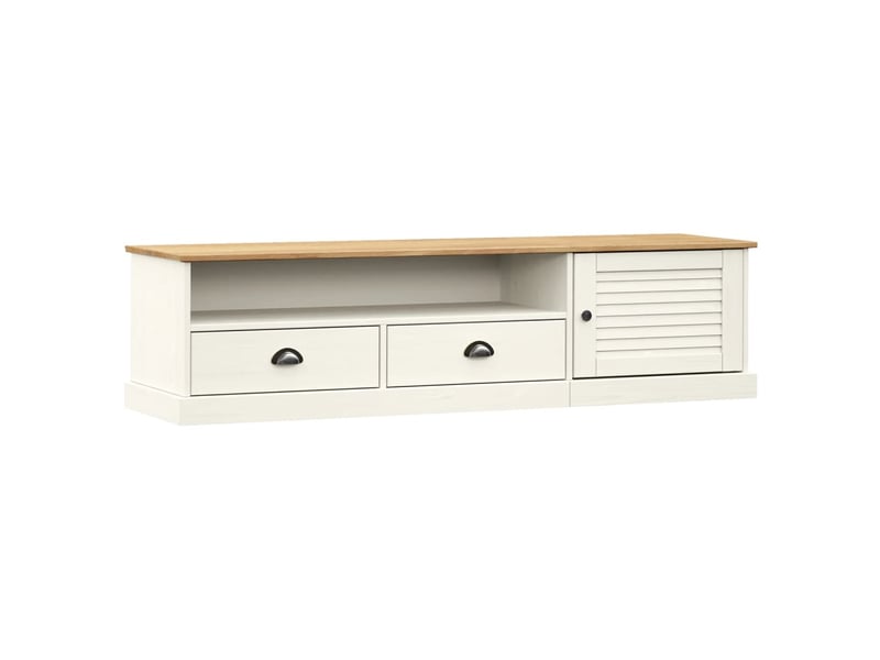  Meuble tv - banc tv - meuble de rangement vigo blanc 156x40x40 cm bois massif de pin  - Conforama A