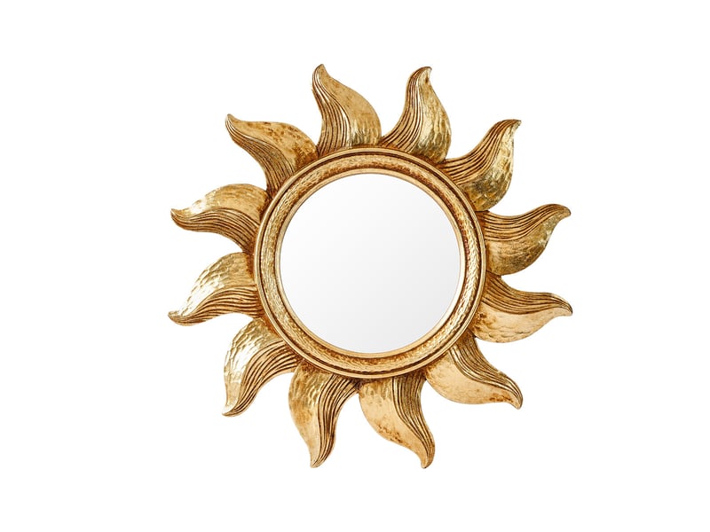  Miroir suspendu tournesol en résine dorée – miroir sculpté de style européen – décoration bohème pour salon ou bureau – 34,9 cm  - Conforama A