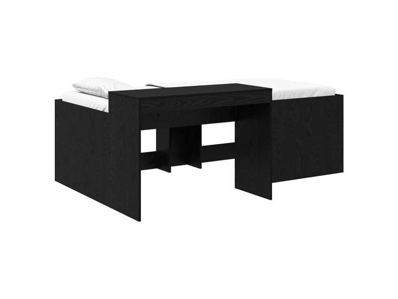  Lit haut pour enfants - lit jeune avec bureau noir 90 x 200 cm  - Conforama A