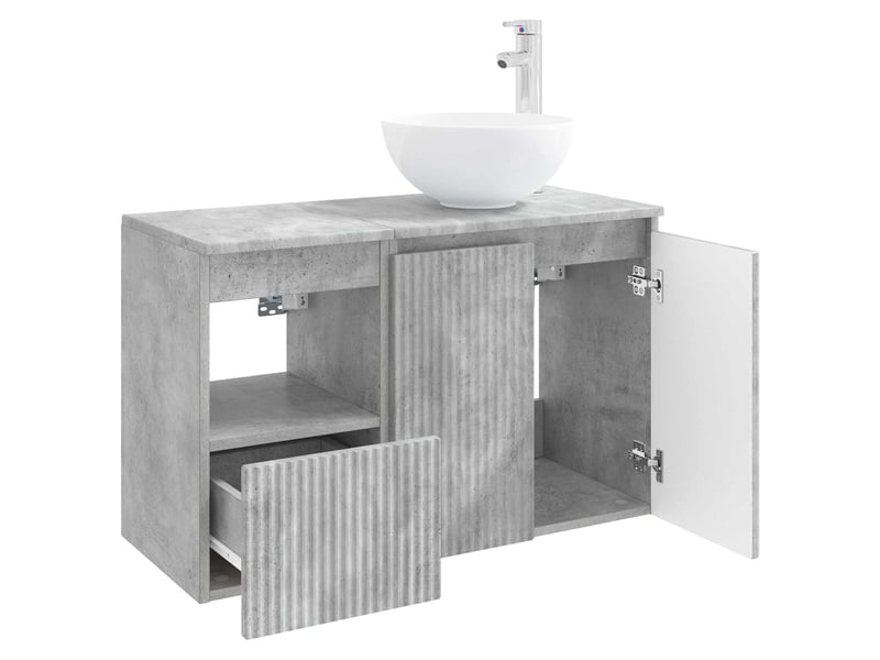 Ensemble de mobilier de salle de bain 2 pc gris béton cf64150 - Conforama D