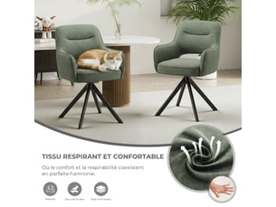 Lot 4 chaise pivotante premium avec demi-accoudoirs - base métallique haute stabilité - vert
