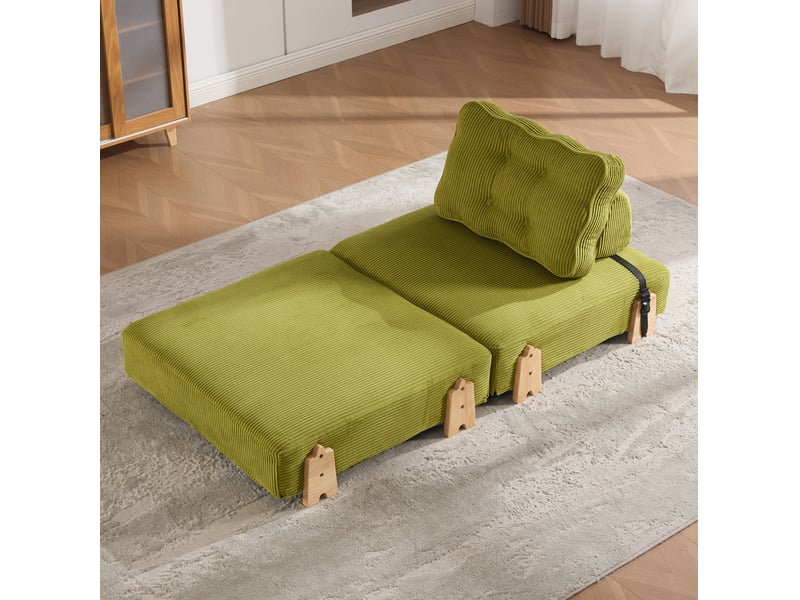  Fauteuil 1 place 90x86x84 cm en velours côtelé vert olive  - Conforama D