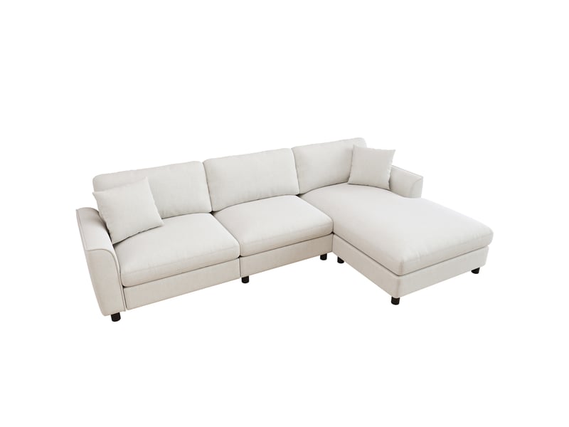 Canapé d'angle 3 places 256x137x79 cm réversible chenille beige - Conforama A
