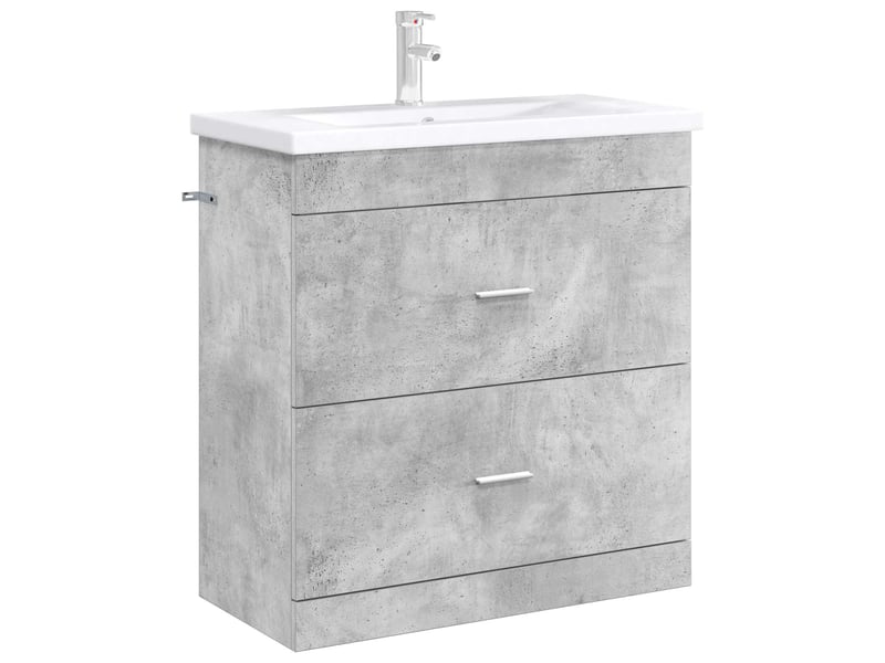  Meuble sous lavabo de salle de bain, commode gris béton shl3534  - Conforama C