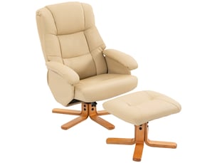 Fauteuil relax avec repose-pied fauteuil de relaxation pivotant 360° dossier inclinable charge 120 kg beige