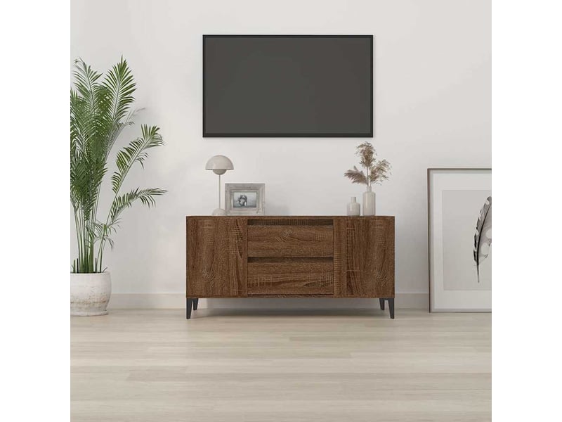  Meuble tv - banc tv - meuble de rangement chêne marron 102x44,5x50 cm bois d'ingénierie  - Conforama C