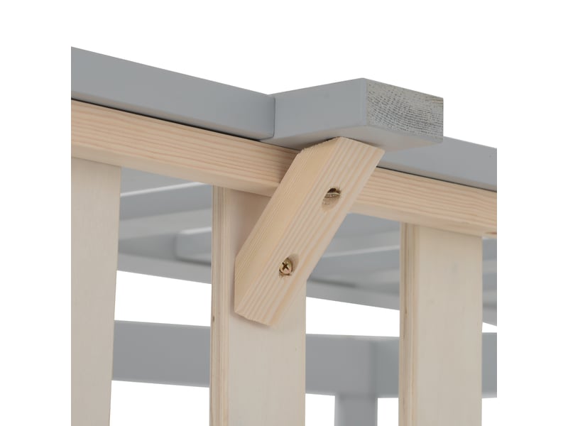  Lit cabane enfant 200x90 cm en bois massif avec barrières et rangement sous le lit, matelas non précisé  - Conforama E