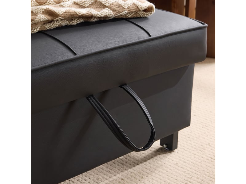  Fauteuil convertible 1 place noir - canapé lit multifonction avec porte-gobelets et usb, structure métal et bois  - Conforama W