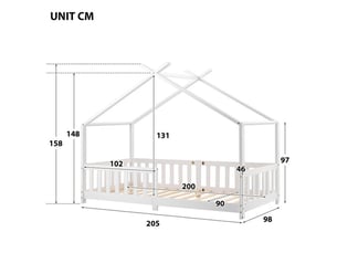 Lit cabane 90x200 cm <strong></strong>  <strong>blanc</strong> coloris blanc