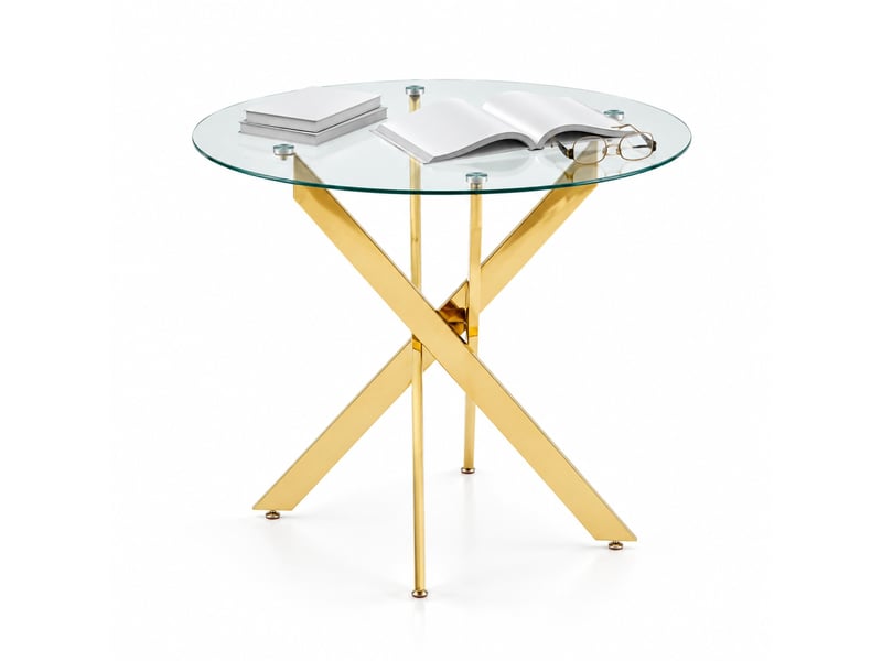  Table à manger en verre et métal dorée  - Conforama A