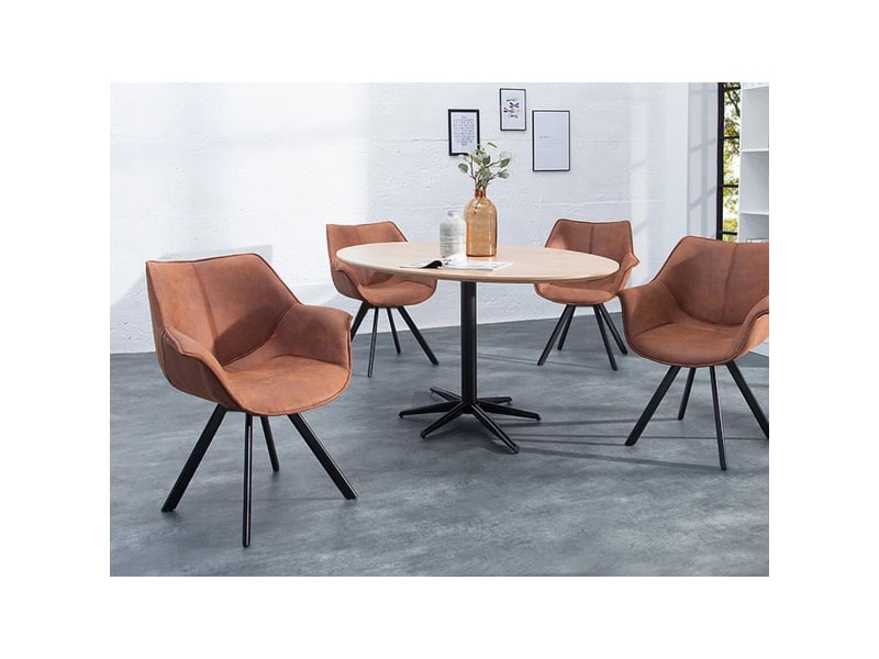  Lot de 2 chaises design comfy pivotantes à 180° en microfibre marron et pieds noirs  - Conforama D