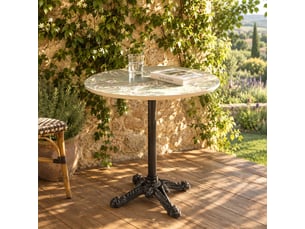 Icare - ensemble n°1: table bistrot d70cm pliable en céramique marbré vert