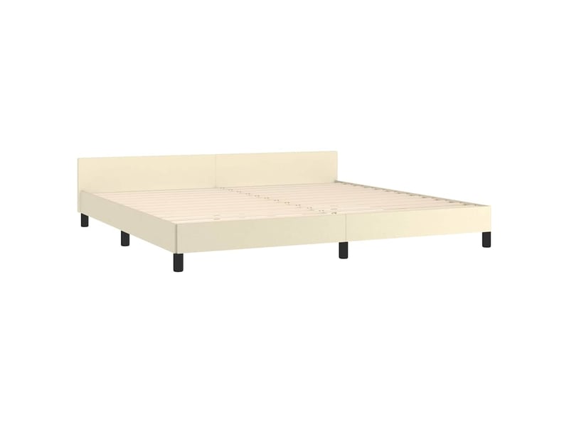 Lit double- lit adulte - cadre de lit sans matelas crème 200x200 cm similicuir - Conforama D