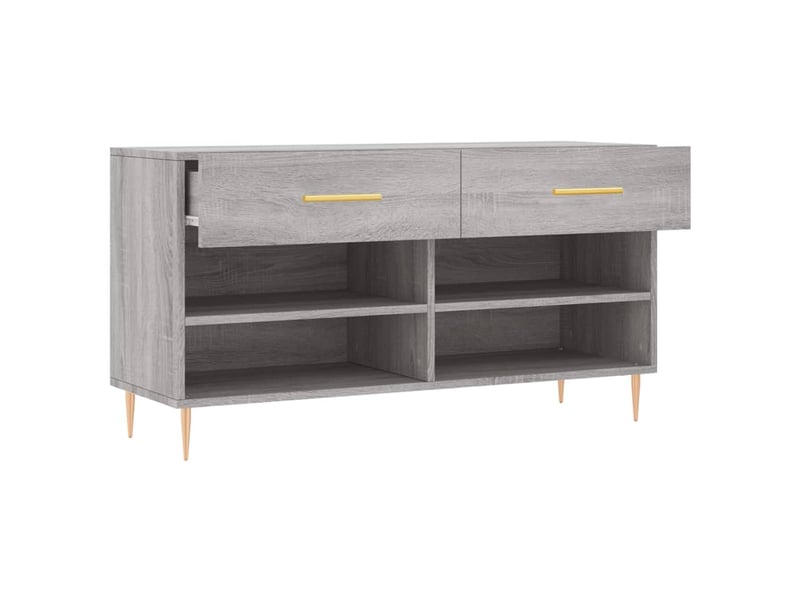 Banc à chaussures, meuble à chaussures sonoma gris 102x35x55 cm bois d'ingénierie shl2770  - Conforama E