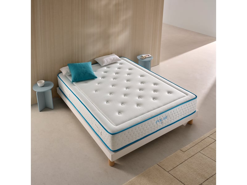  Matelas double face à mémoire de forme luxury polar duo - mi-ferme, double face étéhiver, mémoire de forme graphène 8435720067811 - Conforama C