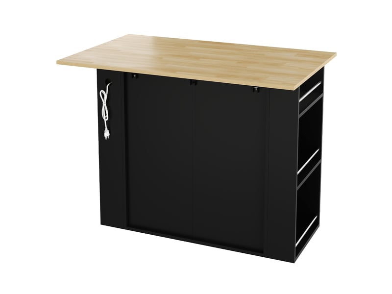  Ilot de cuisine avec plateau rabattable 120x75x97 cm mdf noir  - Conforama E