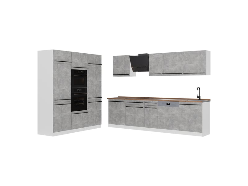  Vicco cuisine, bétonblanc, 180cm plan de travail chêne doré  - Conforama A