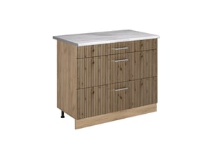 Vicco meuble cuisine, chêne artisanchêne doré, 100cm plan de travail marbre