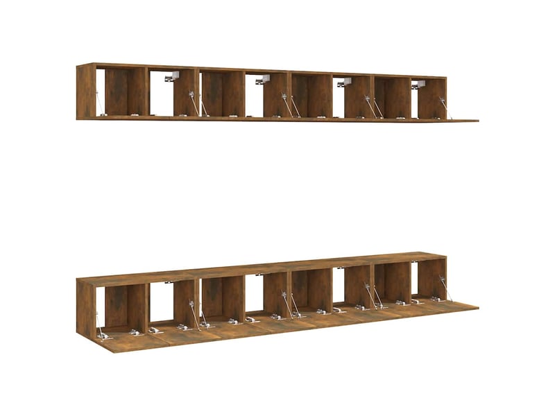  Lot de 8 meuble tv bas salon chêne fumé 60x30x30 cm bois d'ingénierie  - Conforama D