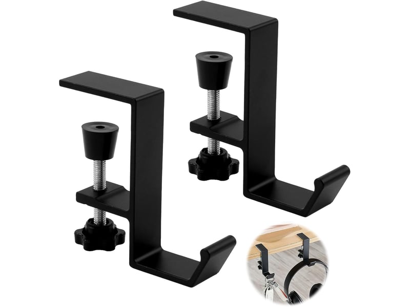  2pcs support pour casque, de casque, casque bureau, de bureau, réglable avec crochet de suspension, organisateur de bureau, noir  - Conforama A