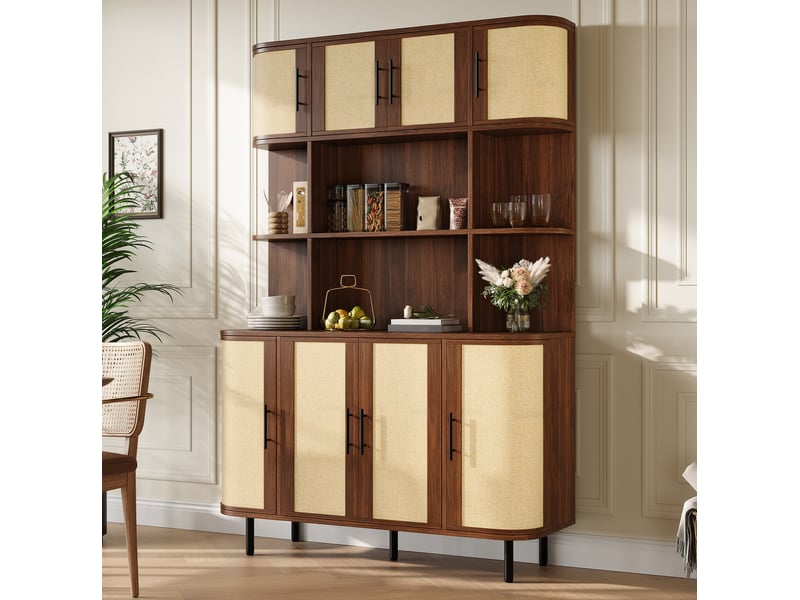  Buffet haut 120x40x180 cm 8 portes mdf noyer  - Conforama C