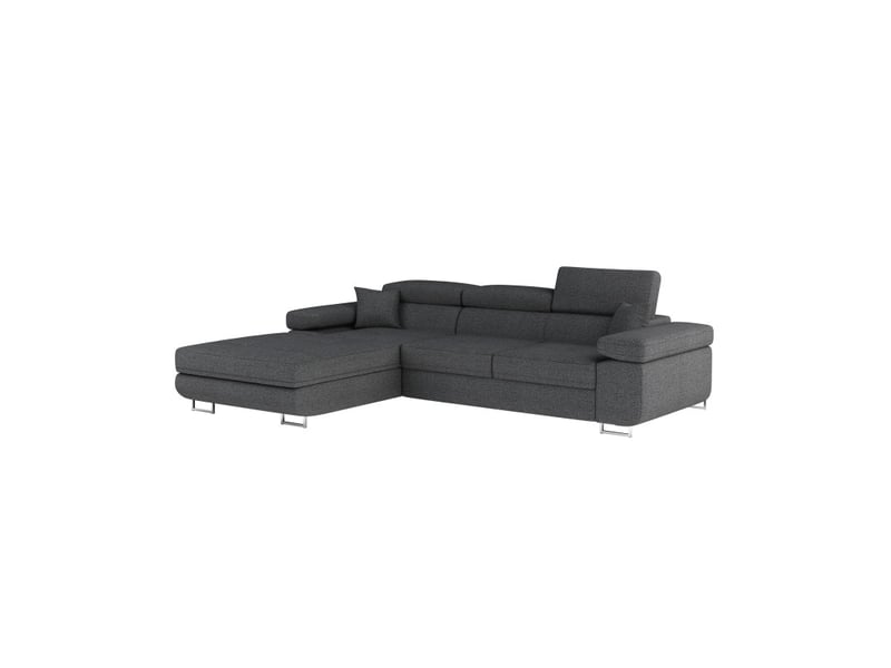  Canapé d'angle convertible amanda gris foncé chenille tissée avec coffre  - Conforama E